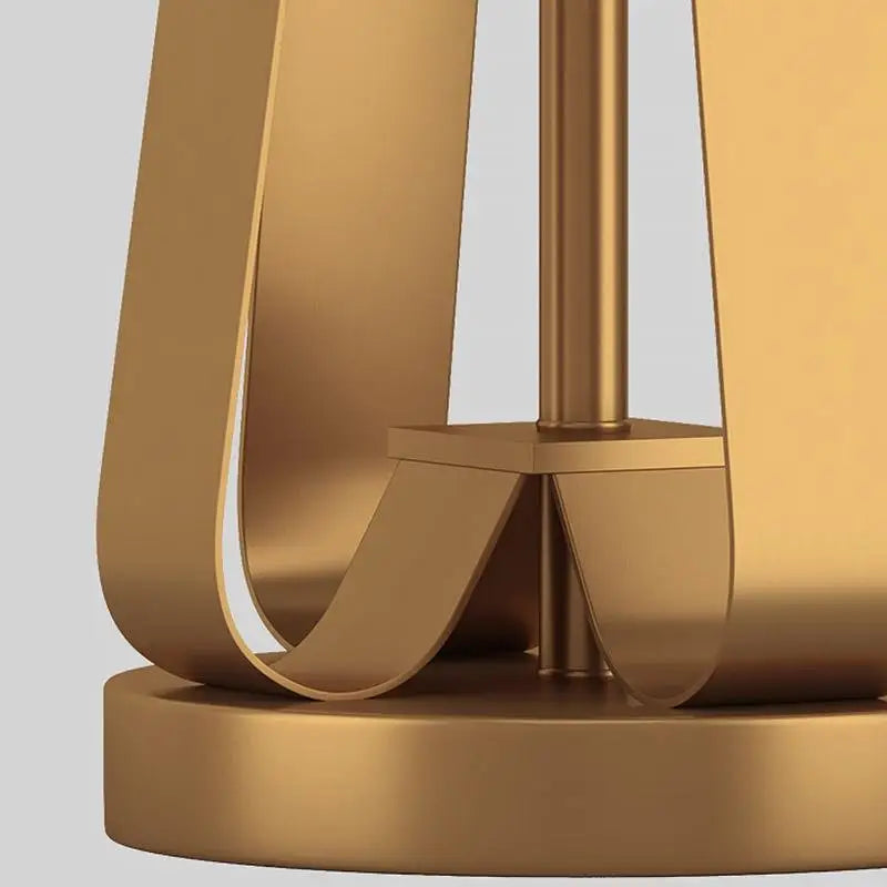 Gold Geometric Base Drum Linen Shade Table Lamp - Lighting > & Floor Lamps