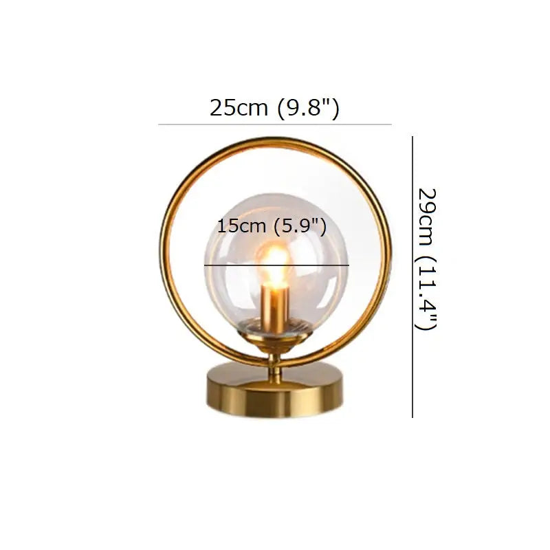 Modern Brass Glass Ball Ring Bedside Table Lamp - Home & Garden > Lighting Lamps