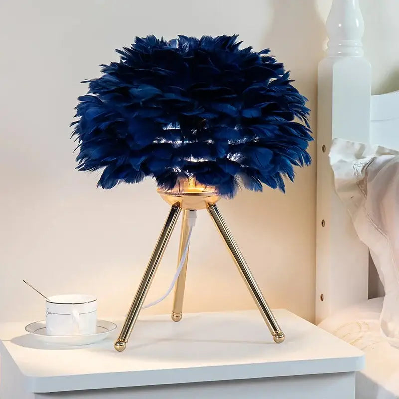 Nordic Feather Table Lamp - Romantic Modern Design - Dark blue gold 30cm / US - Lighting