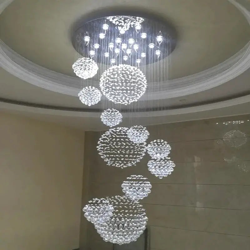 Spiral Raindrop Crystal Ball LED Staircase Chandelier - Home & Garden > Lighting Fixtures