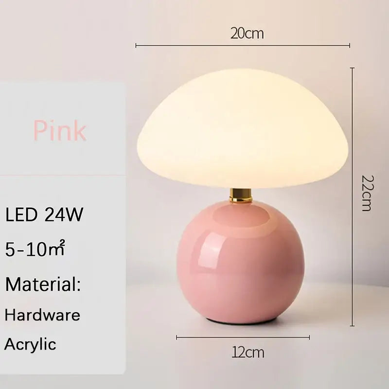 USB Mushroom Table Lamp - Decorative Lighting - WH / Pink-D12CM - > & Floor Lamps lamps
