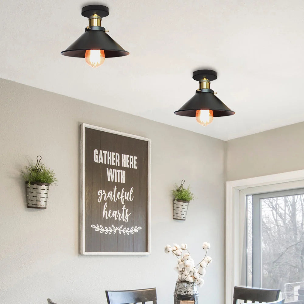 Vintage Industrial Pendant Light Retro Black Lamp