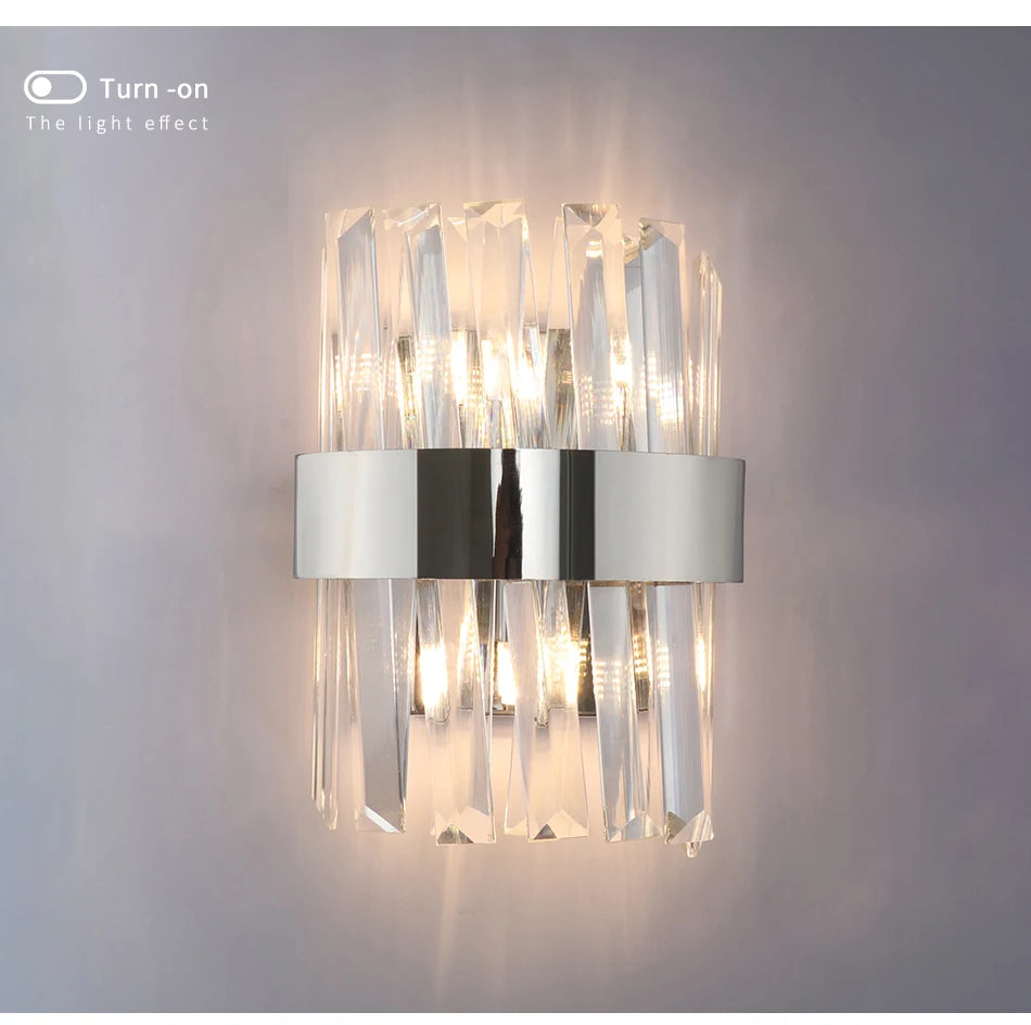 Luxury Modern Crystal Wall Sconce for Bedside, Bedroom, Hallway