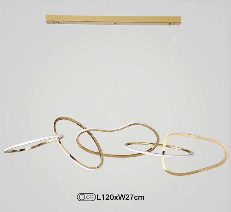 Luxuriöser moderner Ring-Kronleuchter in Gold für Esszimmer, Küche, Bar