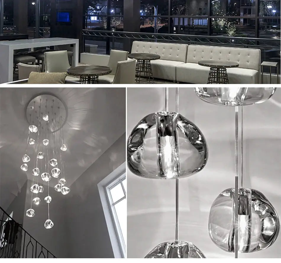 Luxuriöser moderner Kristall-LED-Kronleuchter für Treppenhaus, Lobby