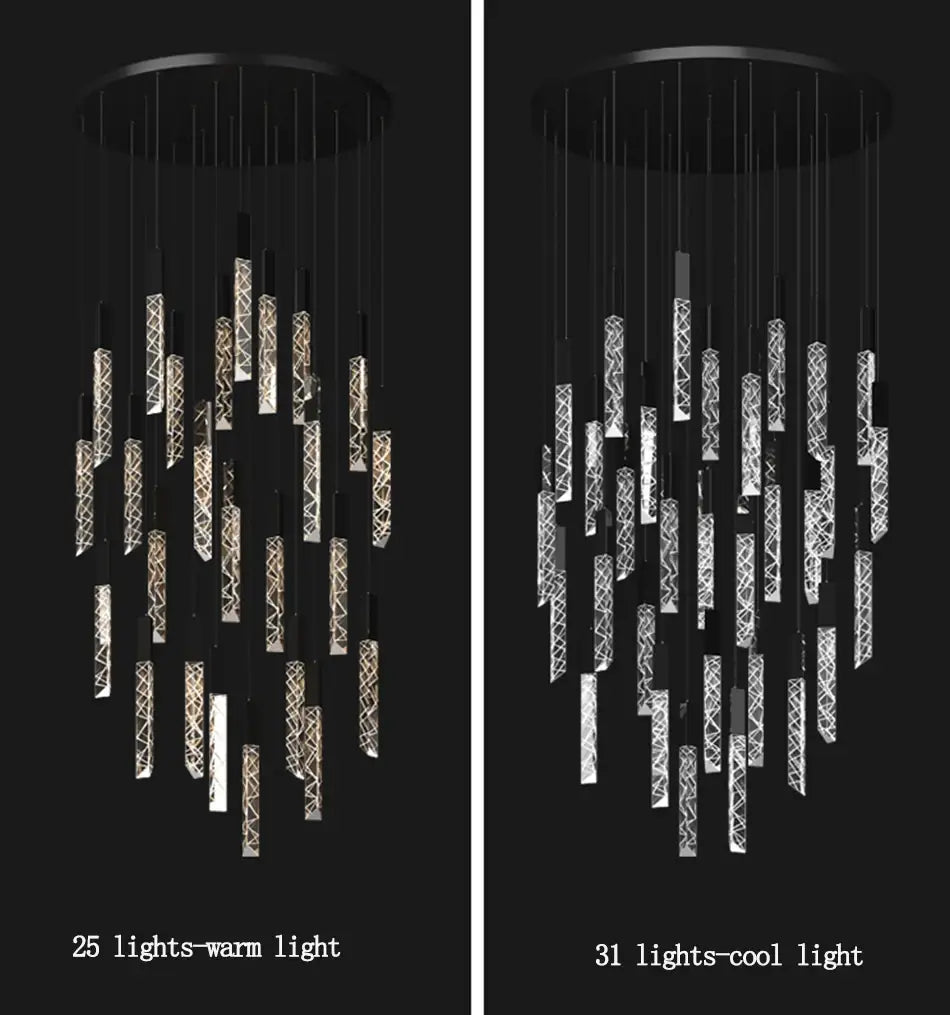 Luxury Hanging Long-Led Staircase Chandelier for Living, Hall