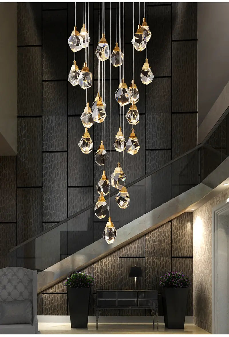 Diamant-Kristallkugel-Kronleuchter für Treppe, Wohnzimmer