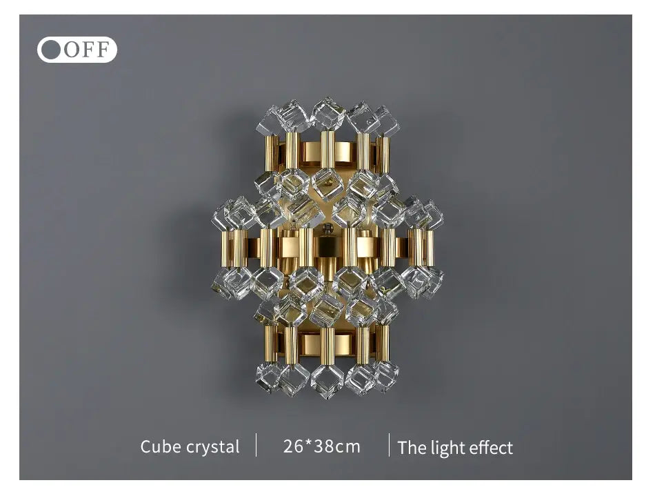 Luxury Brushed Gold Colorful Crystal Wall Sconce for Bedroom