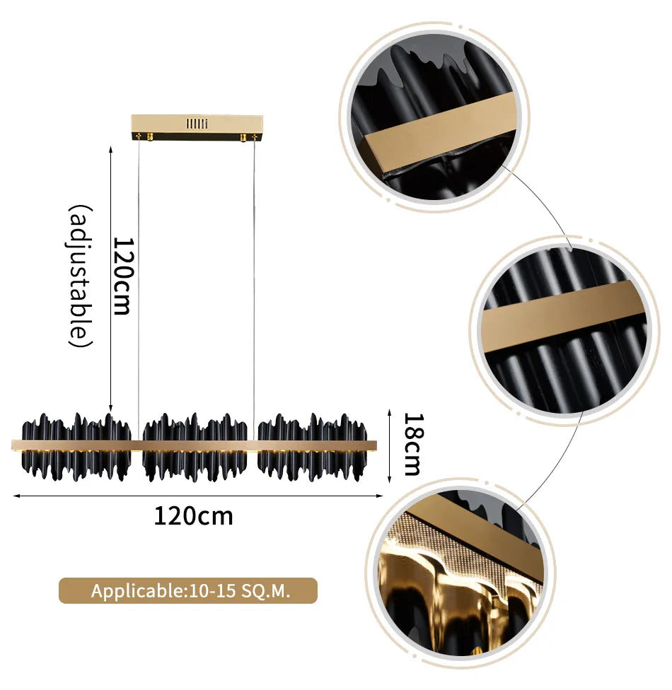 Moderner rechteckiger Kronleuchter „Iceberg“ für Esszimmer und Küche