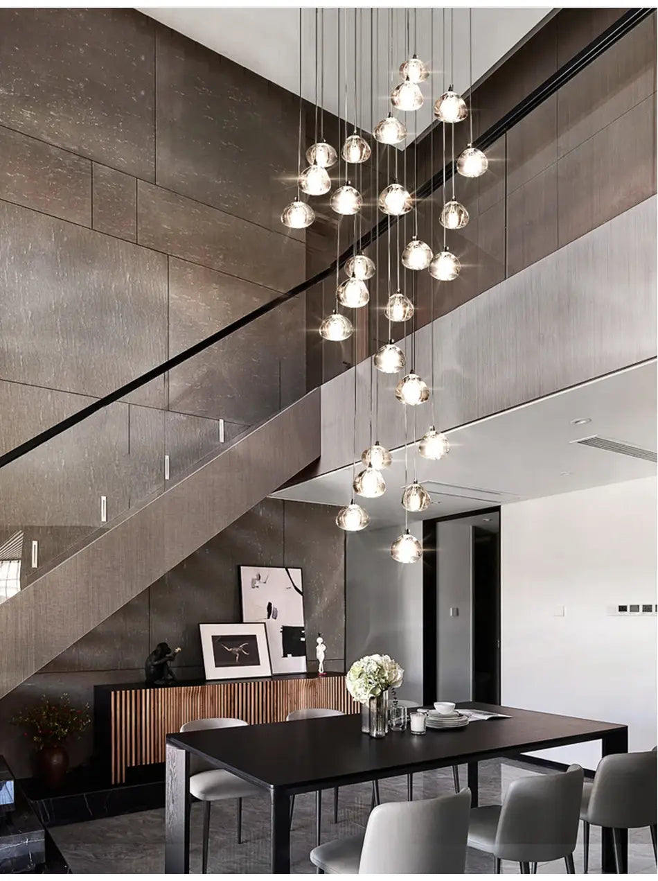 Luxury Modern Crystal LED Chandelier for Staircase, Lobby