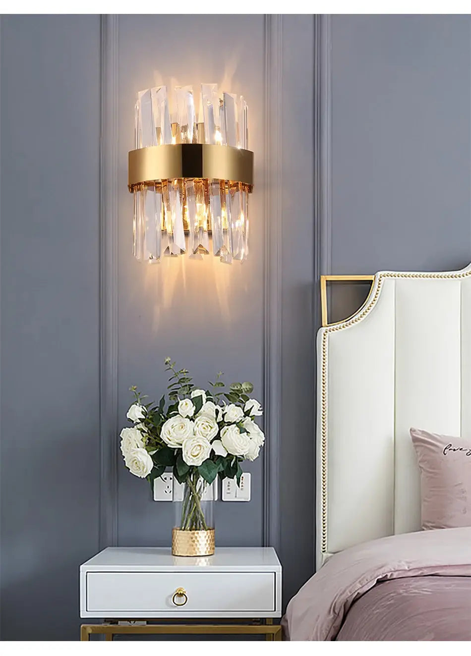 Luxury Modern Crystal Wall Sconce for Bedside, Bedroom, Hallway