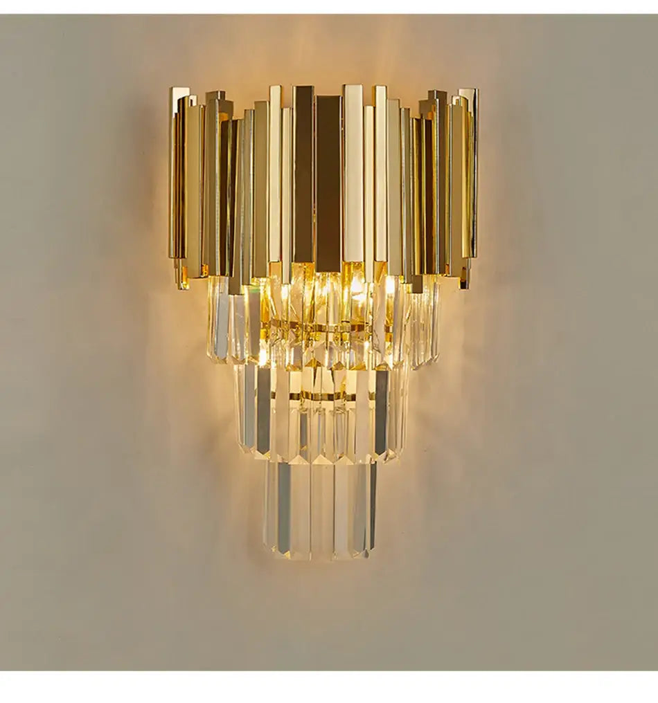 Luxury Gold Crystal Wall Sconce for Hallway, Bedroom, Bedside