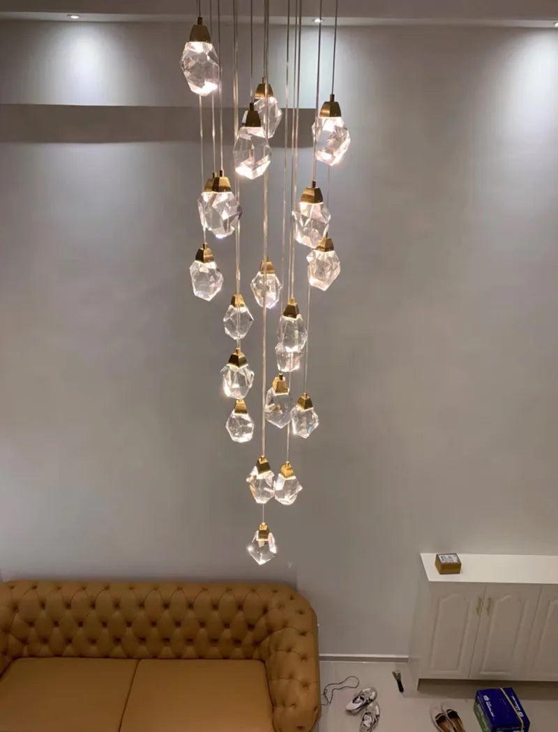 Diamond Crystal Ball Chandelier for Staircase, Living Room
