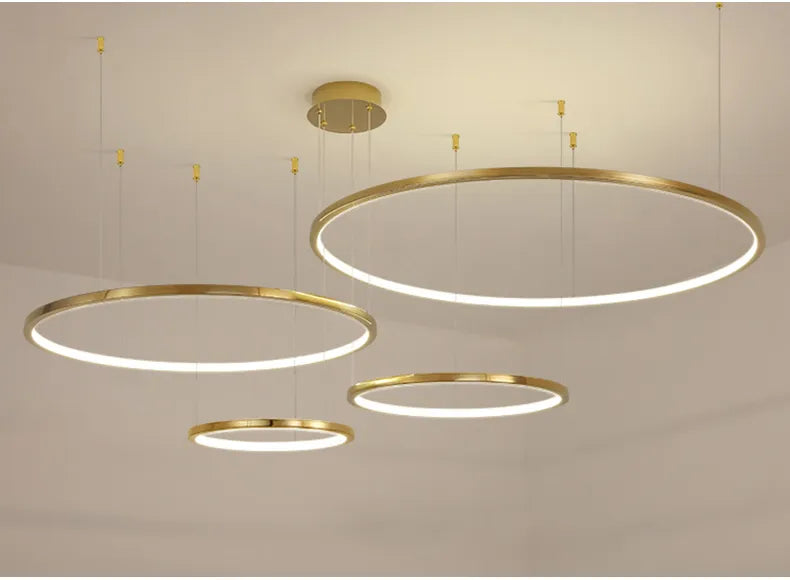 Luxuriöser moderner Ring-Kronleuchter in Gold für Wohnzimmer, Schlafzimmer
