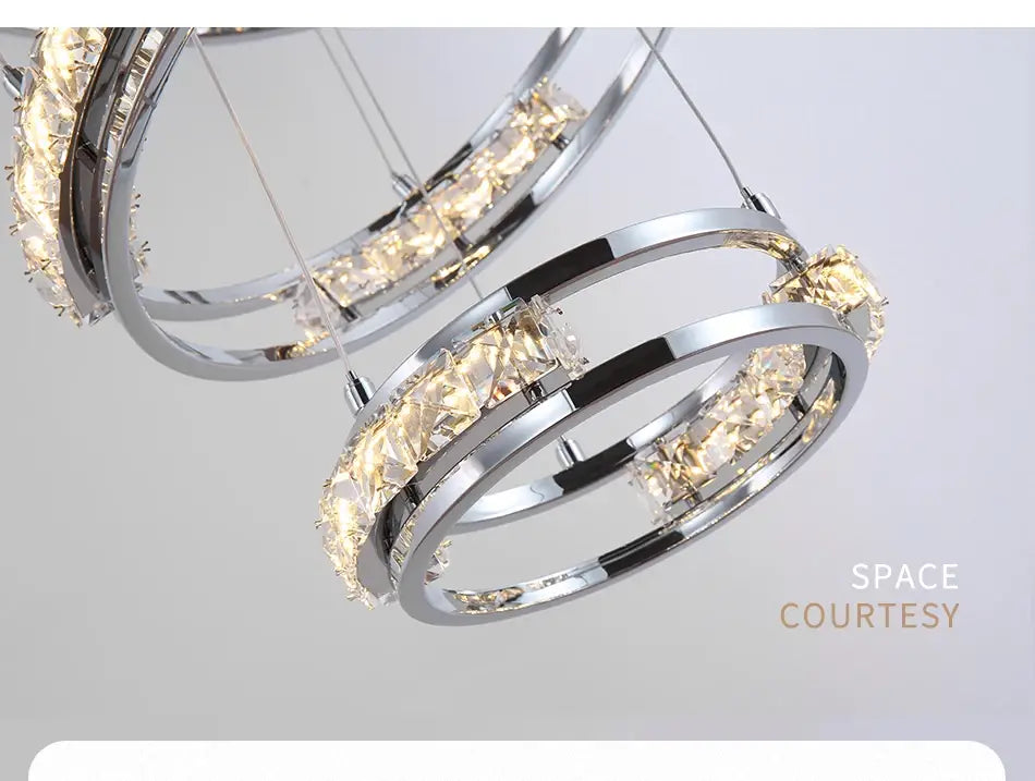 Luxuriöser Ring-LED-Kristall-Kronleuchter für Treppenhaus, Wohnzimmer