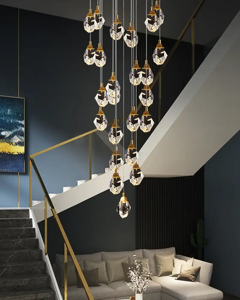 Diamant-Kristallkugel-Kronleuchter für Treppe, Wohnzimmer