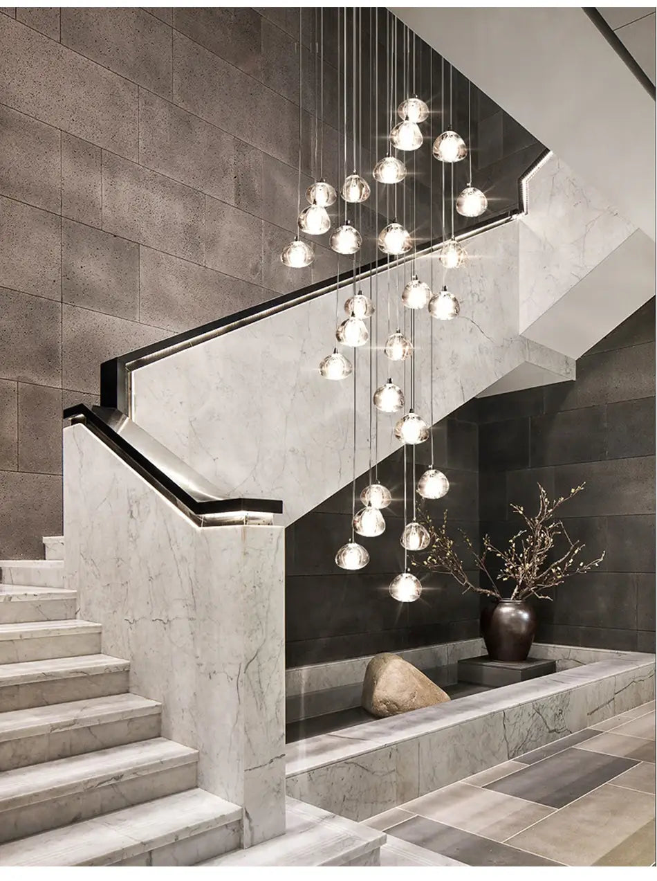 Luxuriöser moderner Kristall-LED-Kronleuchter für Treppenhaus, Lobby