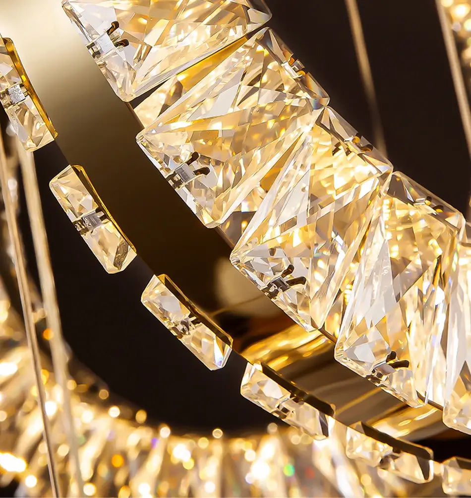 Moderner Ring-LED-Kristallleuchter für Treppenhaus, Lobby