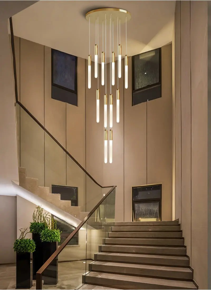 Luxury Long LED Strips Chandelier for Staircase, Lobby