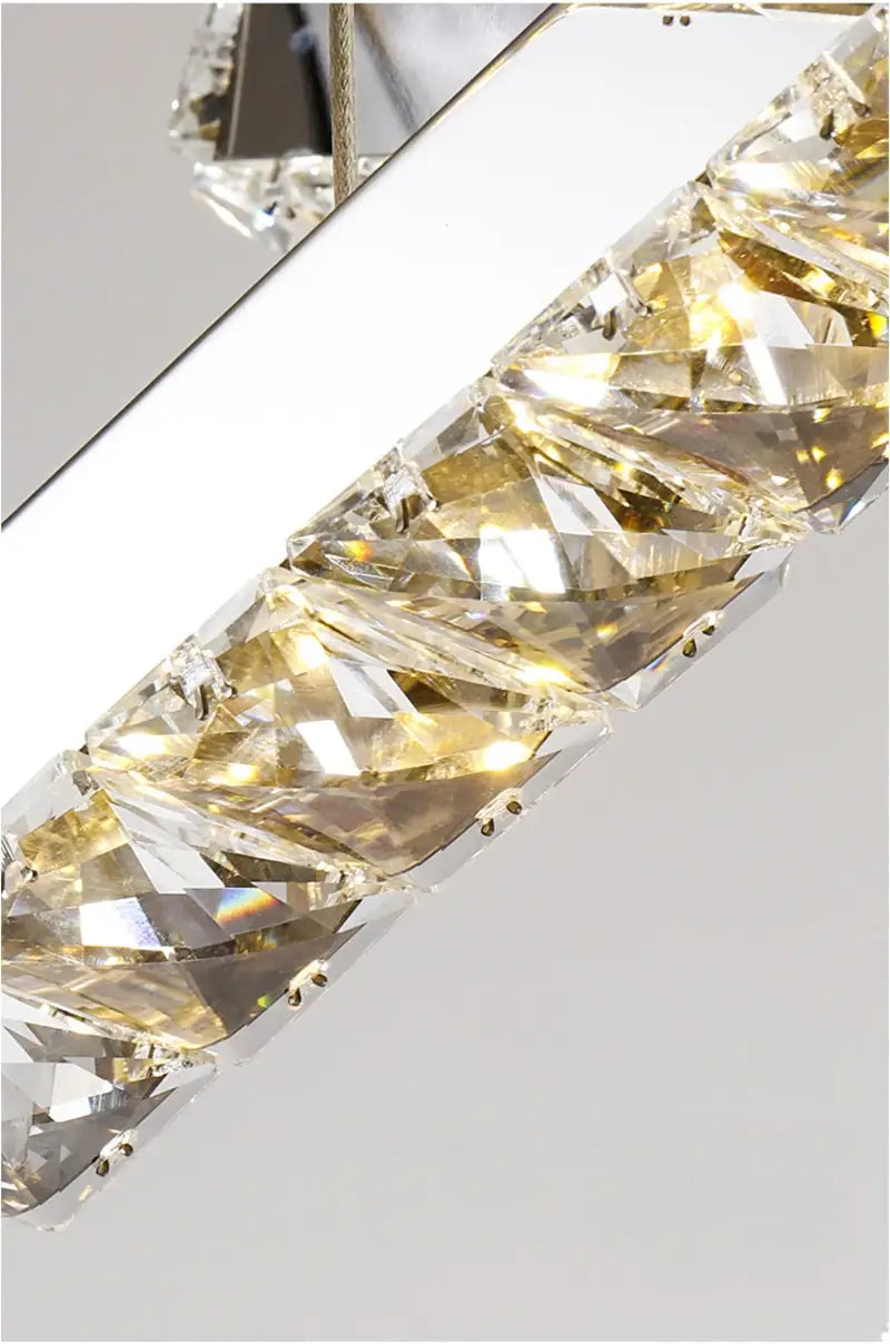 Moderner goldener rechteckiger Kristall-Kronleuchter für Esszimmer und Küche