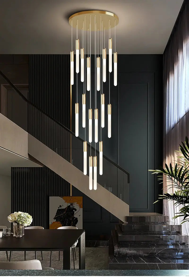 Luxury Long LED Strips Chandelier for Staircase, Lobby