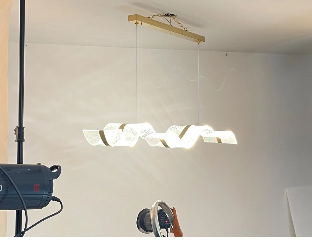 Modern Hanging Wave LED Chandelier for Dining, Kitchen, Bar