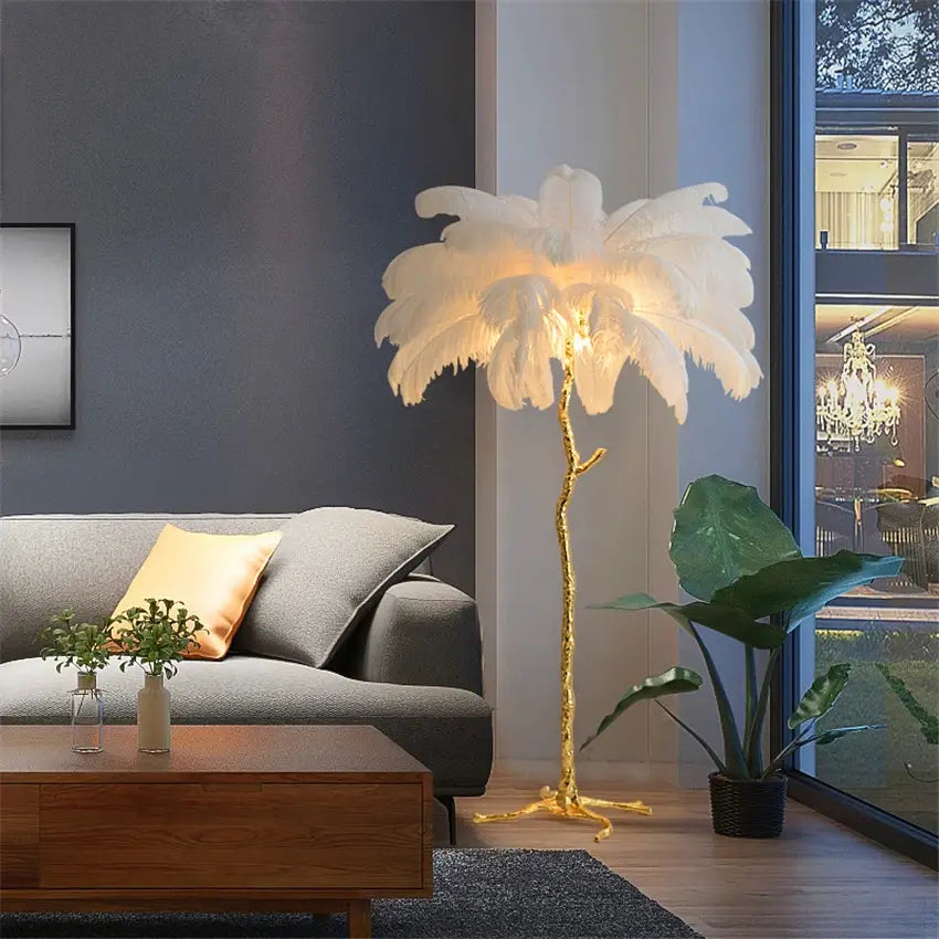 Nordische Straußenfeder-LED-Stehlampe für Wohn- und Schlafzimmer