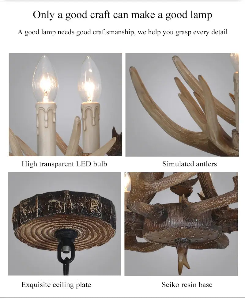 Nordic Romantic Deer LED Horn Kronleuchter für Wohnzimmer, Restaurant