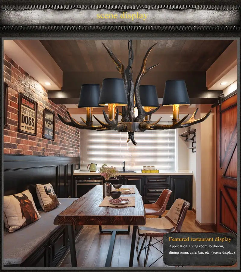 Nordic Romantic Deer LED Horn Kronleuchter für Wohnzimmer, Restaurant
