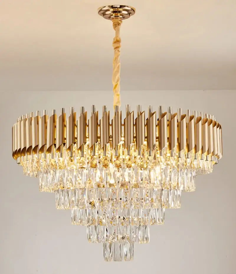 Luxuriöser, runder Kristallkronleuchter für Wohnzimmer, Esszimmer, Schlafzimmer