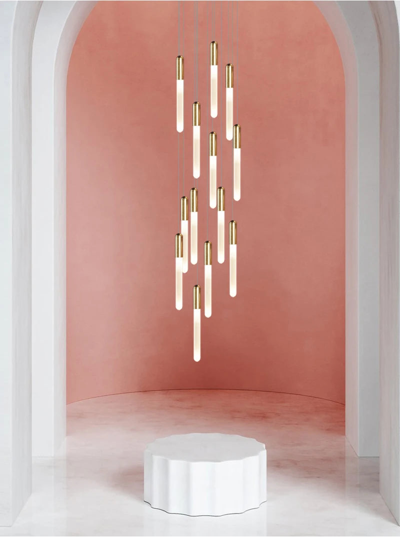 Luxury Long LED Strips Chandelier for Staircase, Lobby