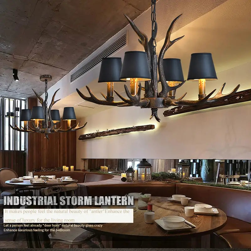 Nordic Romantic Deer LED Horn Kronleuchter für Wohnzimmer, Restaurant