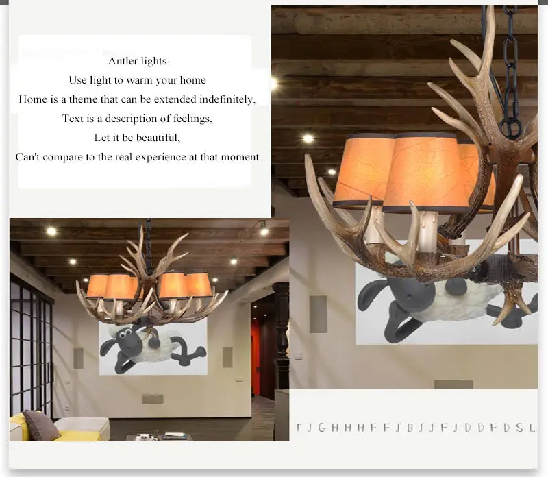 Nordic Romantic Deer LED Horn Kronleuchter für Wohnzimmer, Restaurant