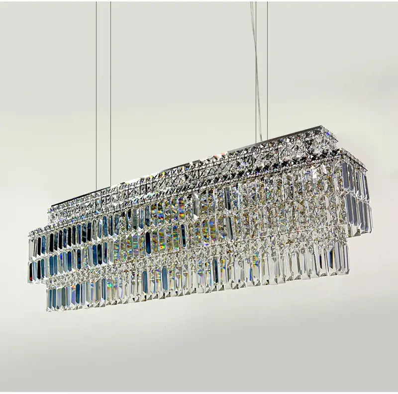 Luxury Hanging Rectangle Crystal Chandelier for Kitchen, Dining