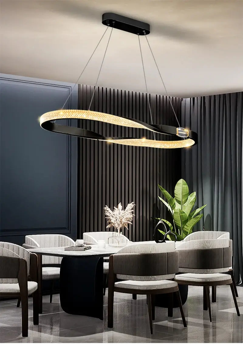 Moderner kreativer Ring-Kristallleuchter für Esszimmer, Küche