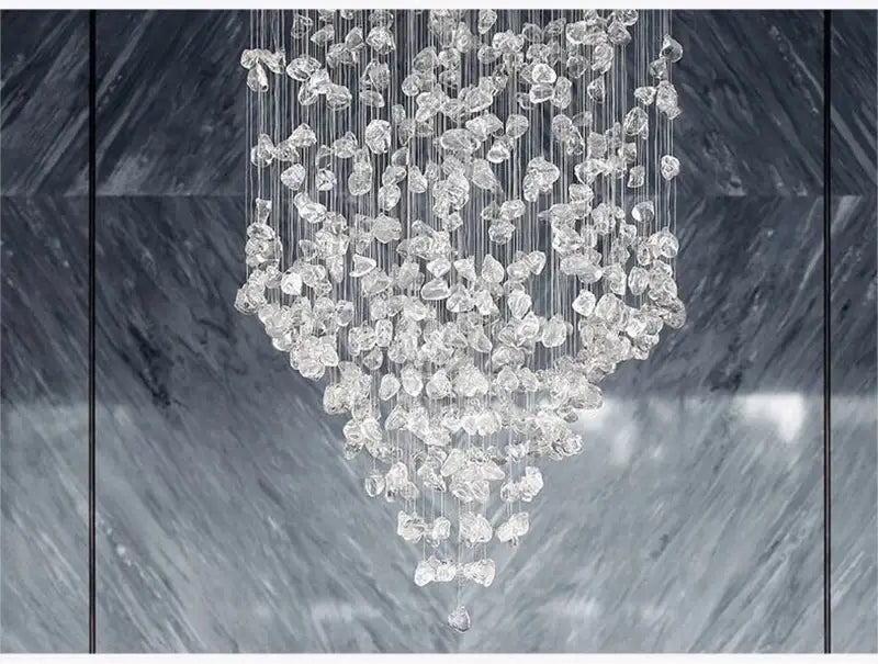 Luxuriöser Kristall-Kronleuchter aus klarem Stein für Treppenhaus, Flur