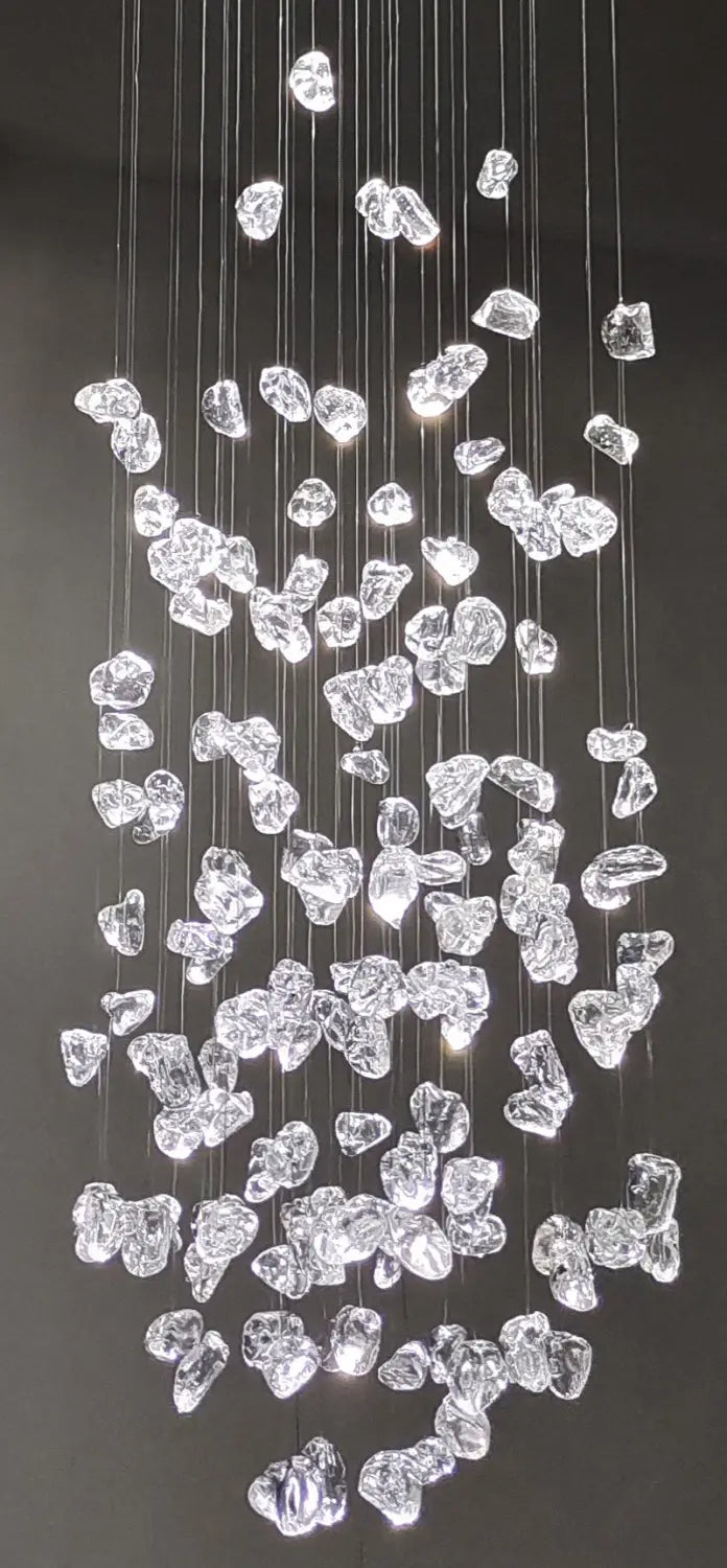 Luxuriöser Kristall-Kronleuchter aus klarem Stein für Treppenhaus, Flur