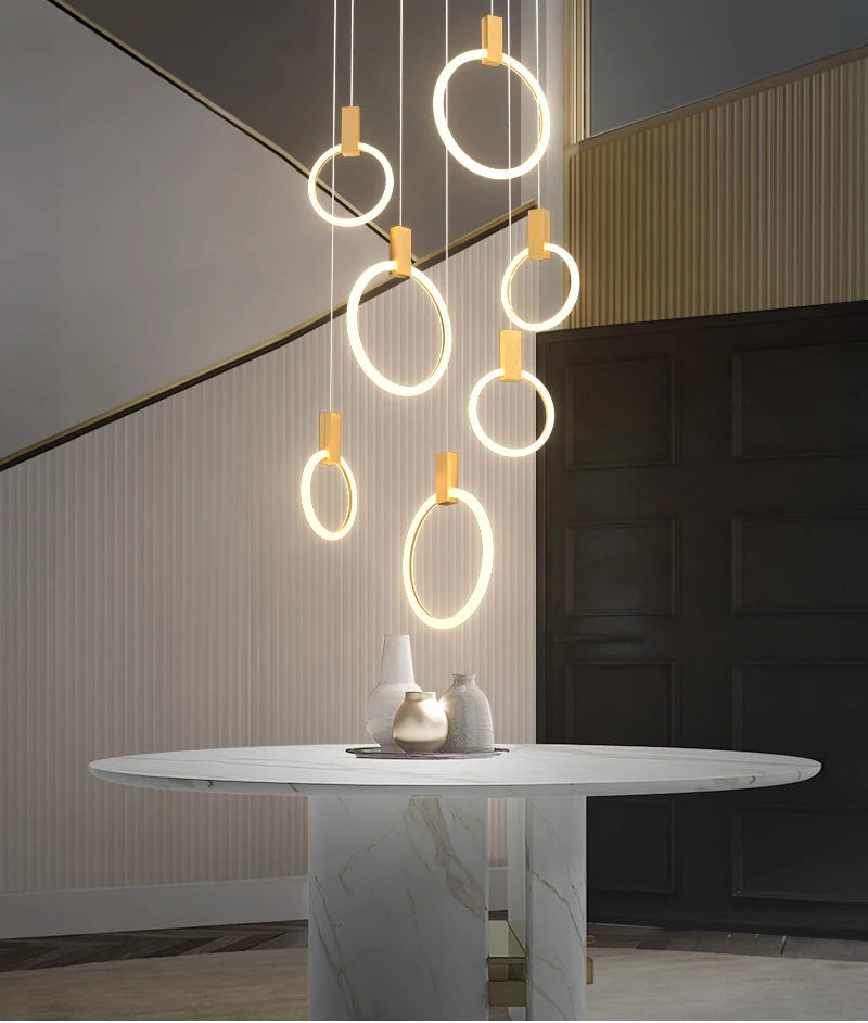 Luxury Round Hanging Acrylic Chandelier for Staircase, Living