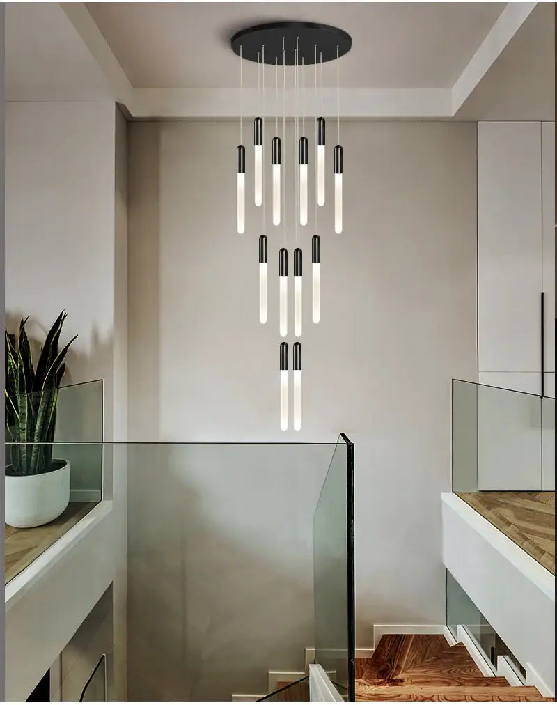 Luxury Long LED Strips Chandelier for Staircase, Lobby