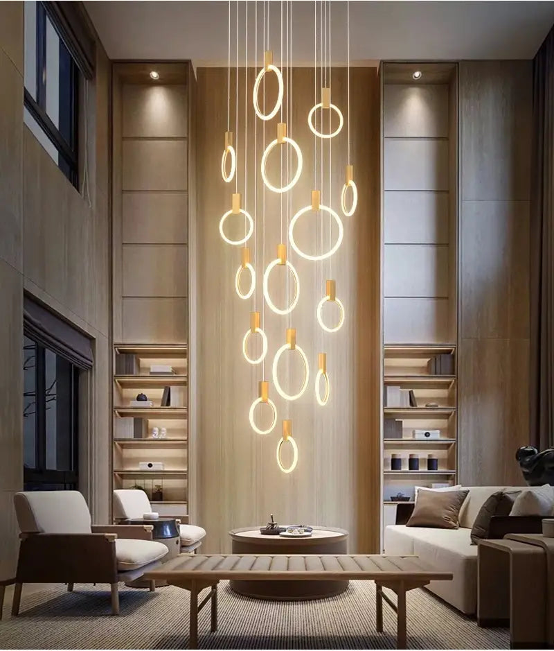 Luxury Round Hanging Acrylic Chandelier for Staircase, Living