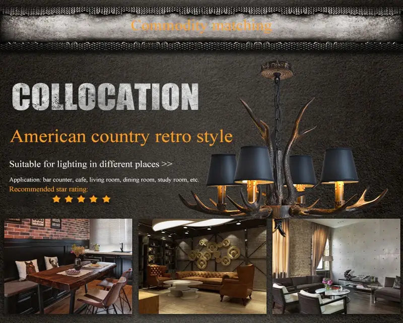 Nordic Romantic Deer LED Horn Kronleuchter für Wohnzimmer, Restaurant