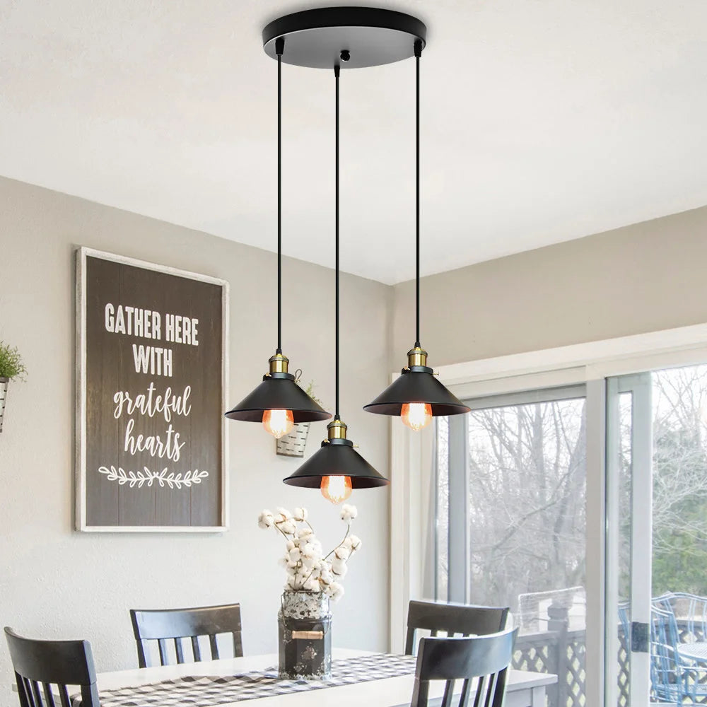 Vintage Industrial Pendant Light Retro Black Lamp 3RB1