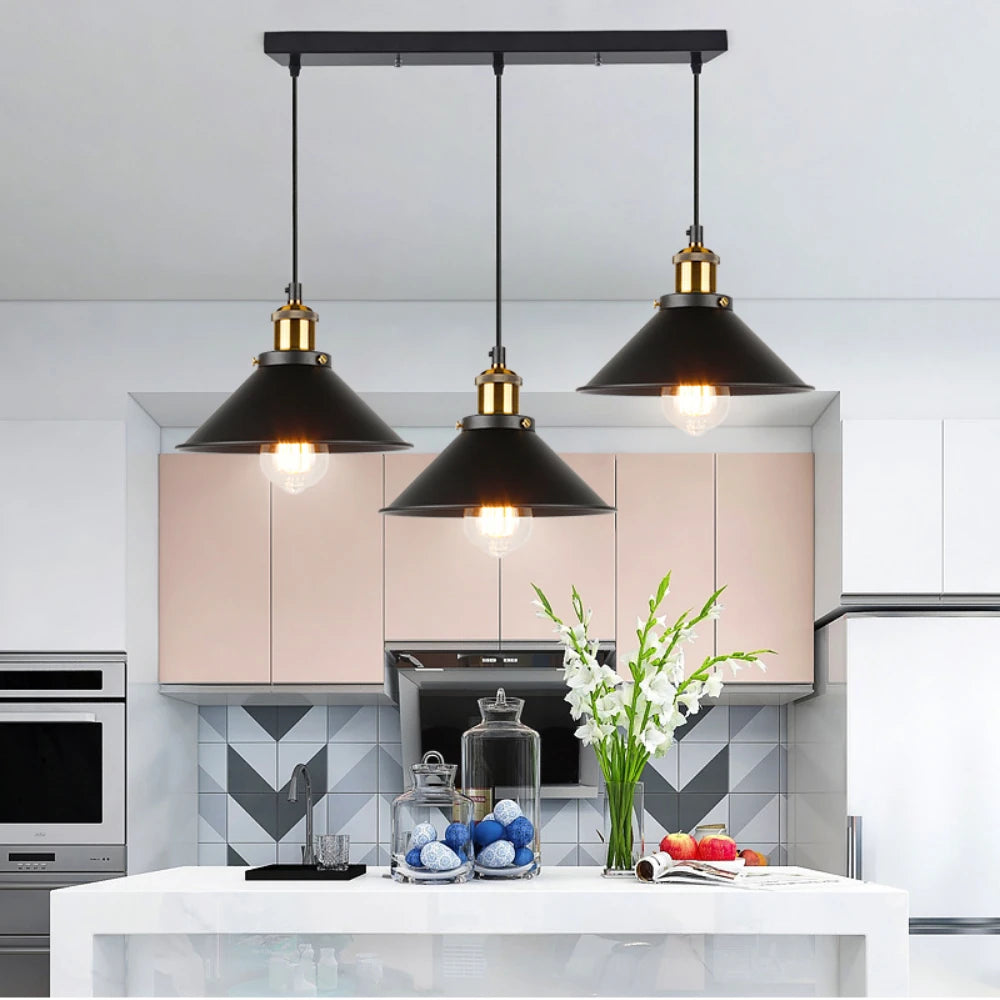 Vintage Industrial Pendant Light Retro Black Lamp 3SB1