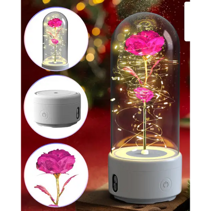 2-in-1 Rose LED Light & Bluetooth Speaker Gift - White Base Color Flower - Lighting >