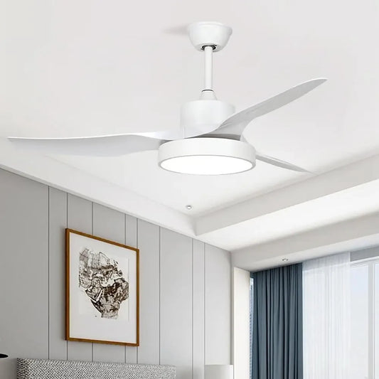 3-Blade Rustic LED Ceiling Fan with Remote - White - Lighting > lights Fans
