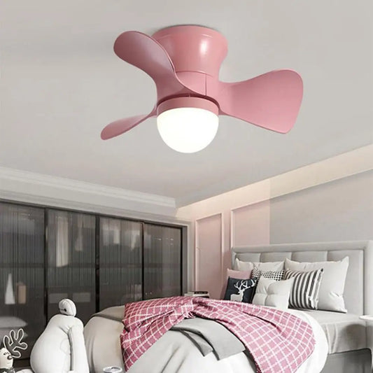 3-Curved Blade LED Flush Mount Ceiling Fan Light - Pink Lighting > lights Fans