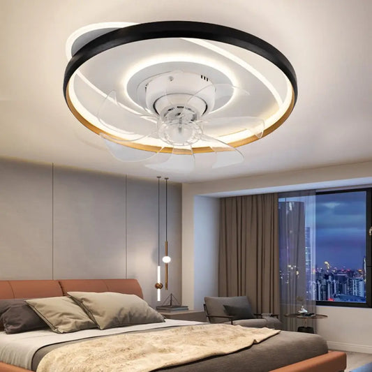 360° Rotatable LED Ceiling Fan Light with Remote Control - Black - Lighting > lights Fans