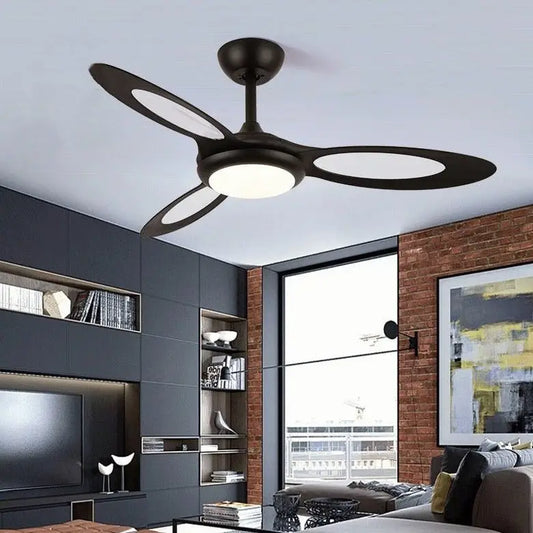 44 Inch 3 Blades Industrial Ceiling Fan with Light - Black Lighting > lights Fans