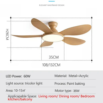 52 Inch Modern LED Ceiling Fan with Remote Control Fans