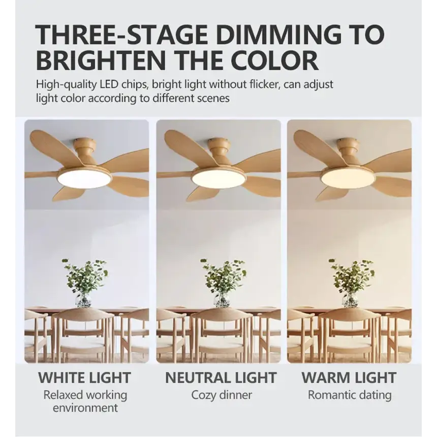 52 Inch Modern LED Ceiling Fan with Remote Control Fans